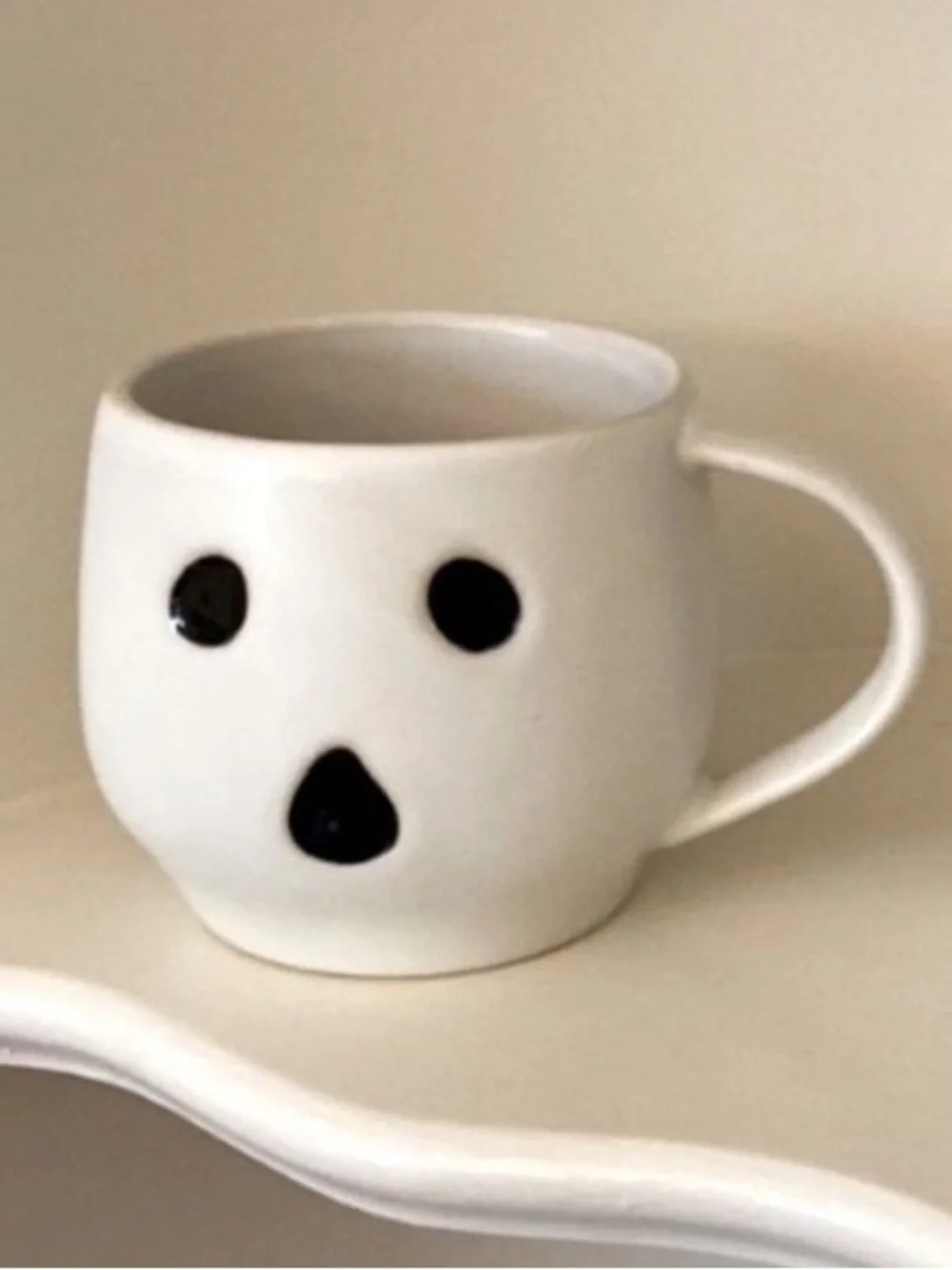Pottery Barn Ghost Boo Mug Cup Modern Matte Stoneware Minimalist Gus Coffee Set